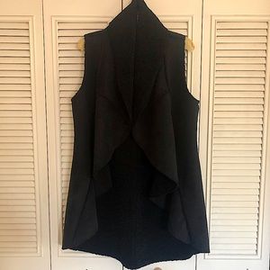 Saks Fifth Avenue Black Sherpa & Suede Reversible Sleeveless Winter Vest